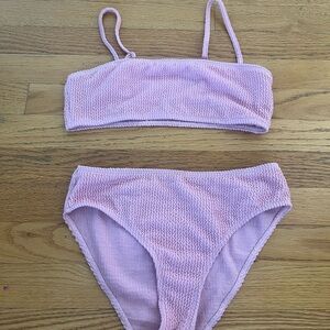 Pink Textured Bikini Set
